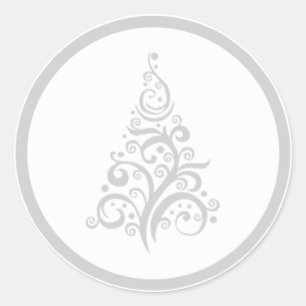 Sticker Rond L'arbre de Noël avec le gris argenté tourbillonn