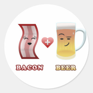 Sticker Rond Lard + Bière dans l'amour
