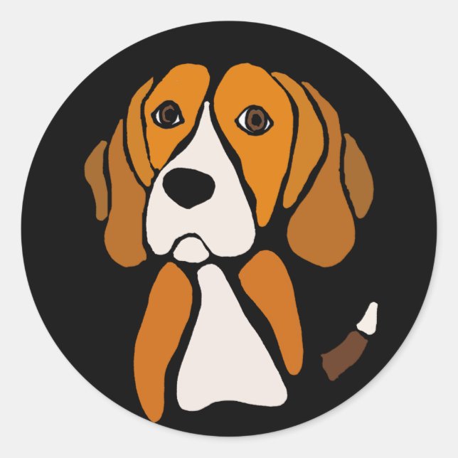 Sticker Rond L'art Abstrait du chien Beagle (Devant)