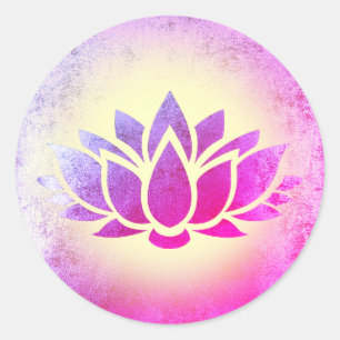 Sticker Rond l'art des fleurs de lotus pourpre