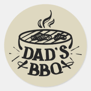 Sticker Rond L'art du mot BBQ de papa cool