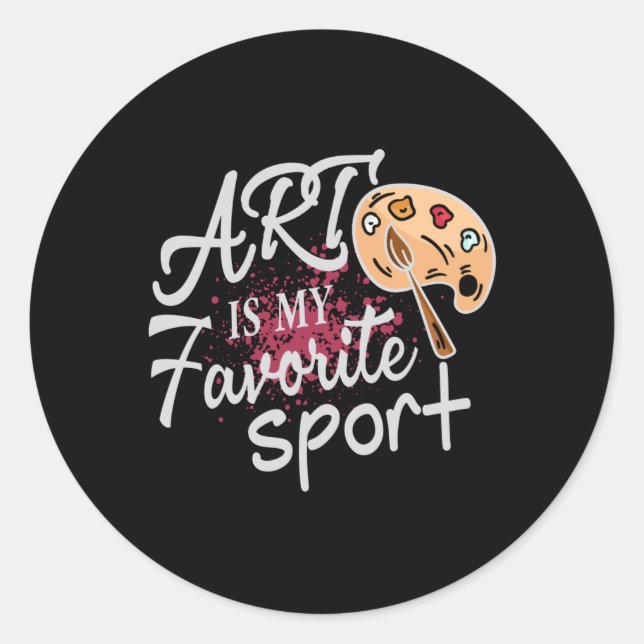 Sticker Rond L'art est mon sport favori Splash rouge (Devant)