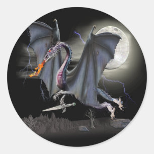 Sticker Rond L'art Imaginaire du dragon