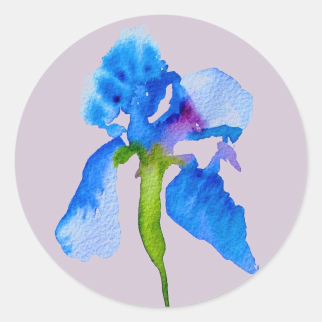Sticker Rond L'art mariage floral moderne Blue Iris (Devant)