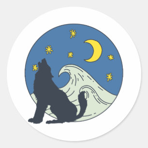 Sticker Rond L'art mystique du loup céleste