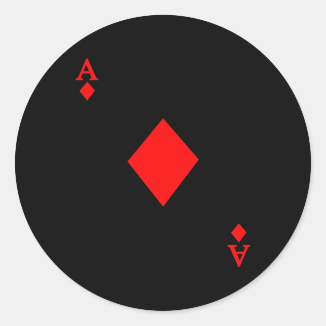 Sticker Rond L'As de Diamond Deck de Cartes Costume d'Halloween (Devant)