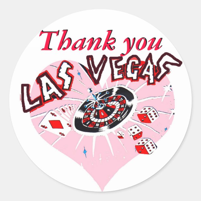 Sticker Rond Las Vegas Coeur rose (Devant)