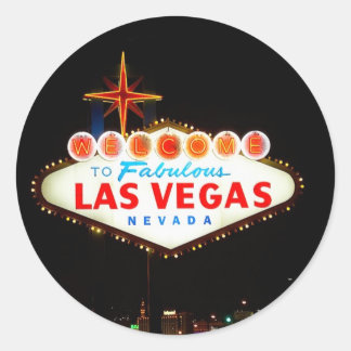 Sticker Rond Las Vegas Inscrivez-Vous Au Lit De Nuit Photo