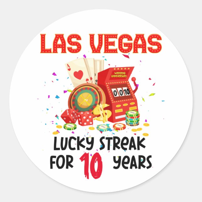 Sticker Rond Las Vegas Mariage Anniversaire Lucky Couple (Devant)