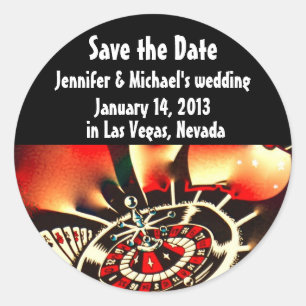 Sticker Rond Las Vegas Mariage Enregistrer la date
