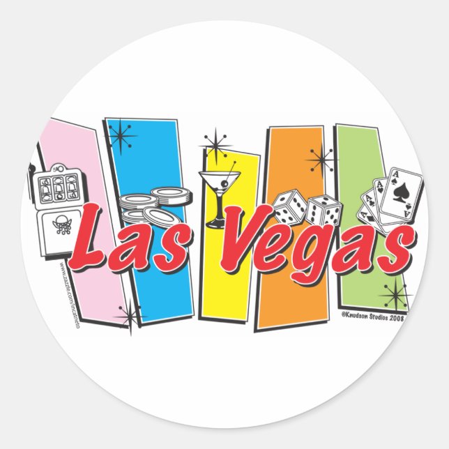 Sticker Rond Las Vegas Retro (Devant)