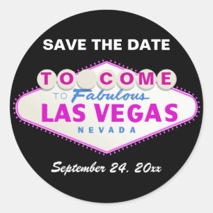 Sticker Rond Las Vegas signe mariage moderne Enregistrer la dat