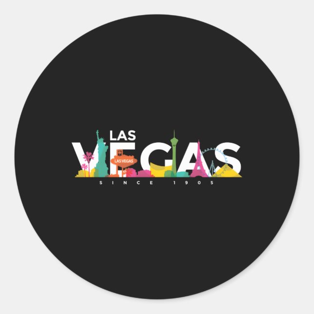 Sticker Rond Las Vegas Skyline Nevada (Devant)