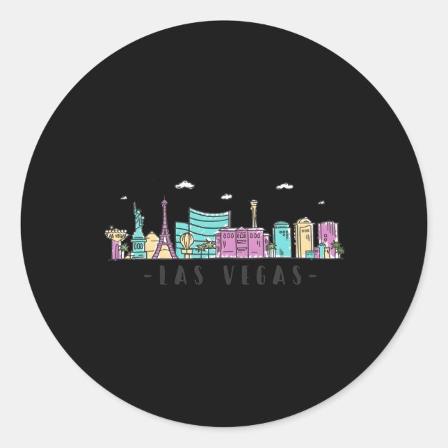 Sticker Rond Las Vegas Skyline Nevada (Devant)