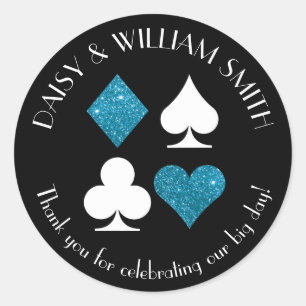 Sticker Rond Las Vegas Thème Custom Text Malibu Blue Parties sc