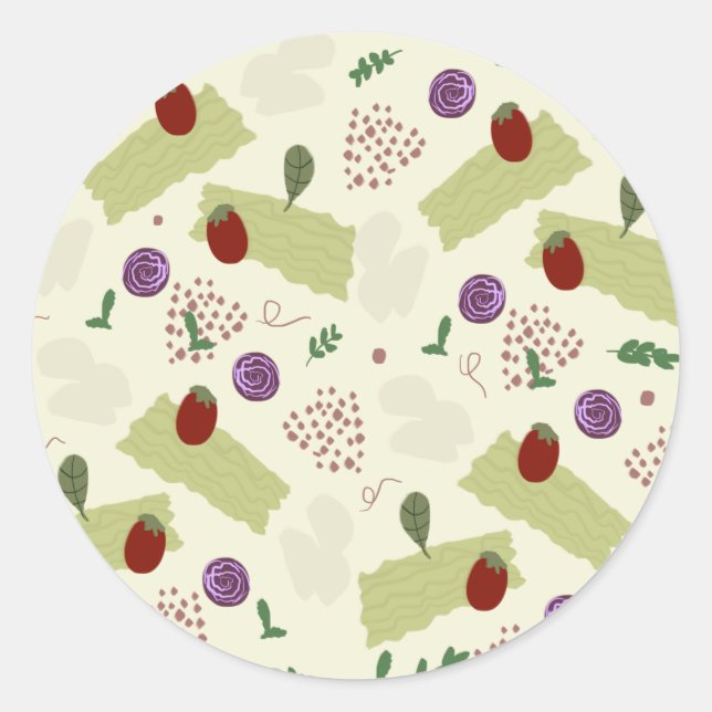 Sticker Rond Lasagna Soup Pizza Restaurant Fromage Spaghetti (Devant)