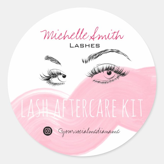 Sticker Rond Lash extension Lashes Brow Pink Lash Kit de soins  (Devant)