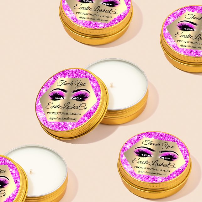 Sticker Rond Lash Merci de maquillage Lashes or rose chaud (Créateur téléchargé)