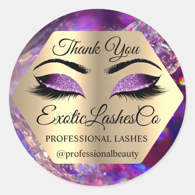Sticker Rond Lash Merci maquillage Artiste Gold Eyes PUrple (Devant)