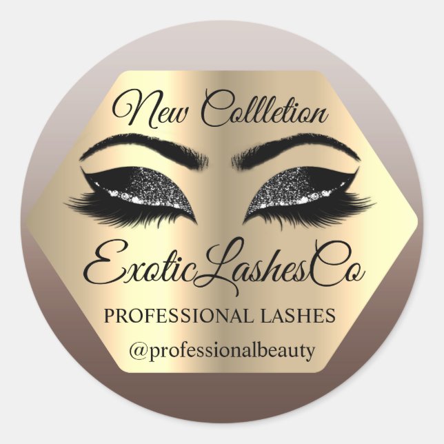 Sticker Rond Lash Packaging maquillage Artiste Gold Eyes Person (Devant)