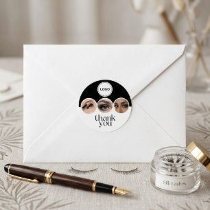 Sticker Rond Lash Tech 3 Photo Logo Noir Et Blanc Merci 