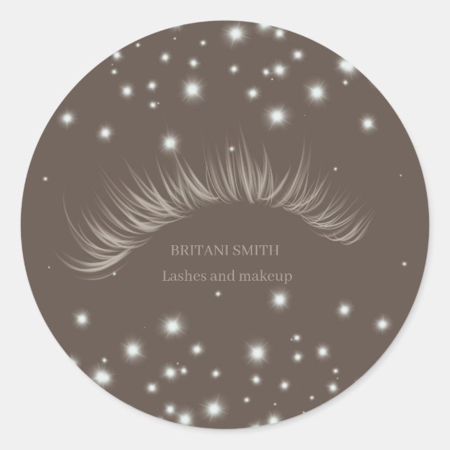 Sticker Rond Lashes brun classique, brillant (Devant)