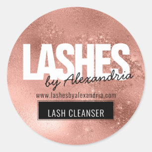 Sticker Rond Lashes Nettoyeur de cils Rose Gold Sparkle Nom de 