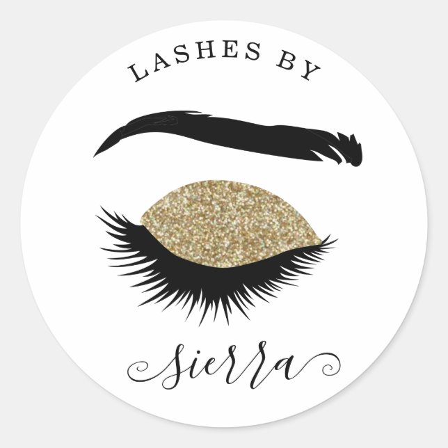 Sticker Rond Lashes Par Gold Parties scintillant Classic Sticke (Devant)