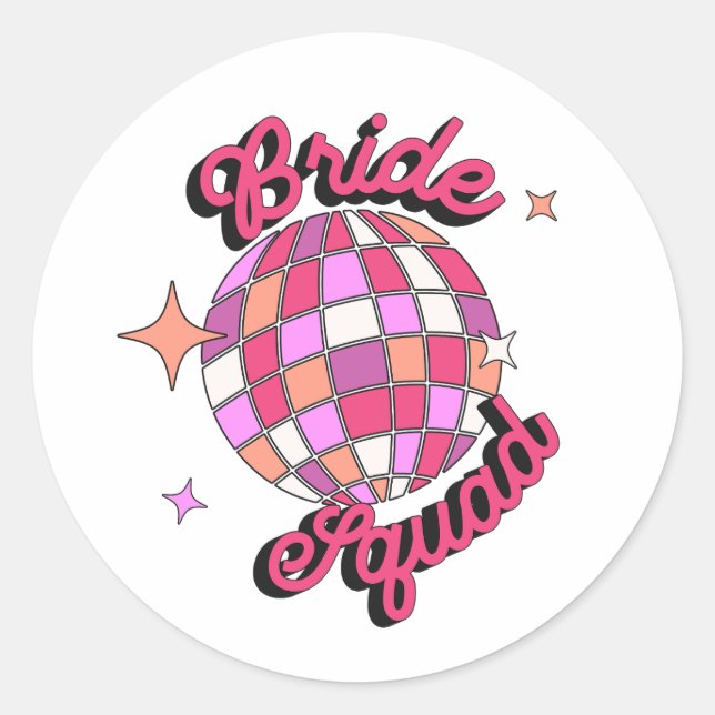 Sticker Rond last disco bachelorette party pink disco ball (Devant)