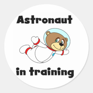 Sticker Rond L'astronaute de l'ours dans l'entraînement des tee