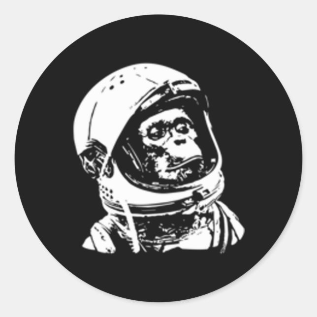Sticker Rond L'astronaute des voyages spatiaux Monkey (Devant)