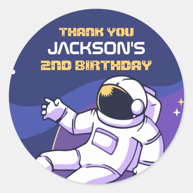 Sticker Rond L'astronaute Galaxy Partie Anniversaire de enfant  (Devant)