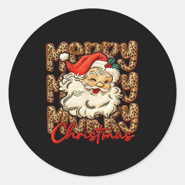 Sticker Rond Latch Hook Yarn Crochet Coquette Merry Christmas  (Devant)