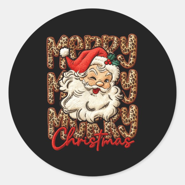 Sticker Rond Latch Hook Yarn Crochet Coquette Merry Christmas L (Devant)