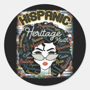 Sticker Rond Latina Femmes Art Hispanique Mois du patrimoine la