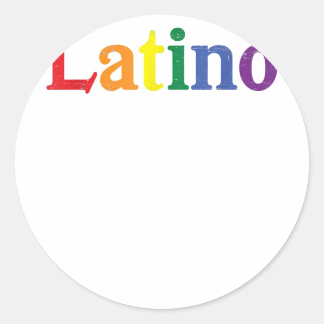 Sticker Rond Latino Gay LGBT Distressed Rainbow Design (Devant)