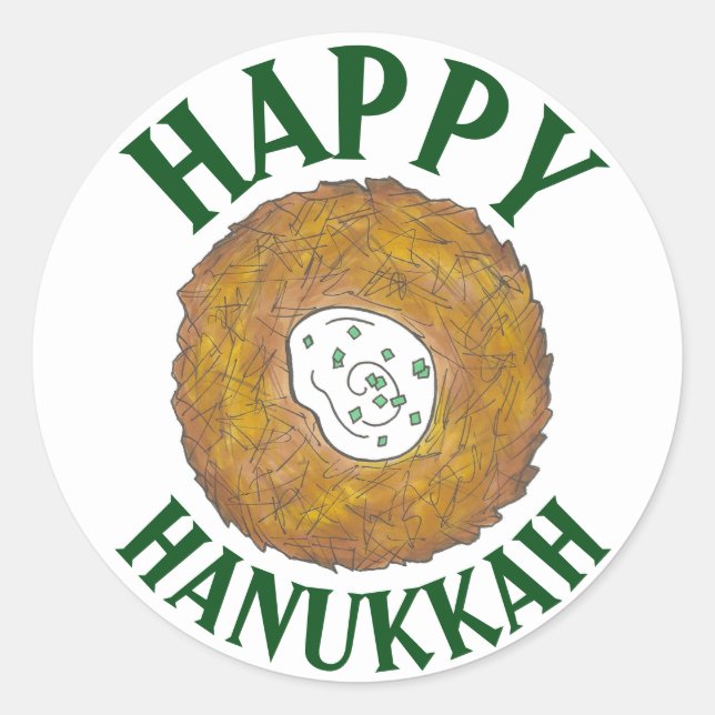 Sticker Rond Latkes Happy Hanoukka Chanukah Jours fériés juifs (Devant)