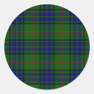 Sticker Rond Lauder tartan bleu vert plaid