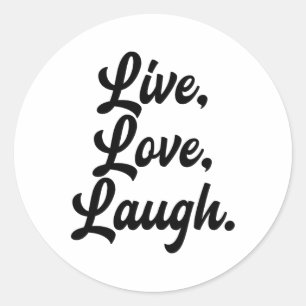 Sticker Rond Laugh Love Live Retro Méditation Mineure Positivit