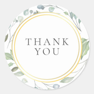 Sticker Rond Laurel Garland Faux Gold Foil Merci Favoriser