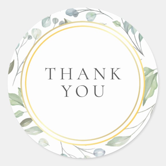 Sticker Rond Laurel Garland Faux Gold Foil Merci Favoriser (Devant)