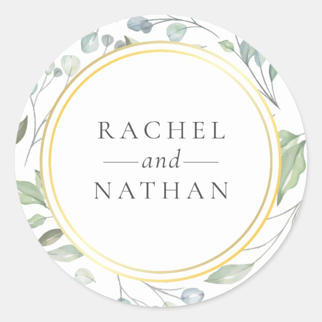 Sticker Rond Laurel Garland Verdure Mariage Faveur (Devant)