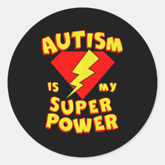 Sticker Rond L'autisme est mon super-pouvoir Superhero Autisme 