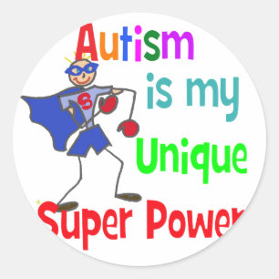 Sticker Rond L'autisme est mon super pouvoir unique