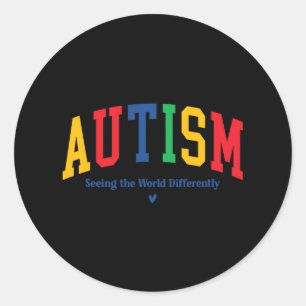 Sticker Rond L'Autisme Voit Le Monde Différemment L'Autisme