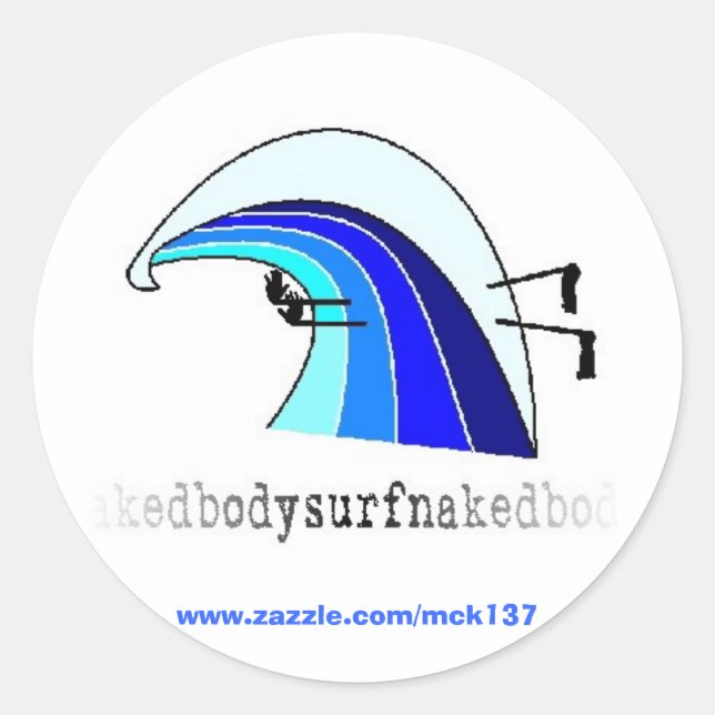 Sticker Rond L'autocollant classique de BSN Bodysurfing Apparel (Devant)