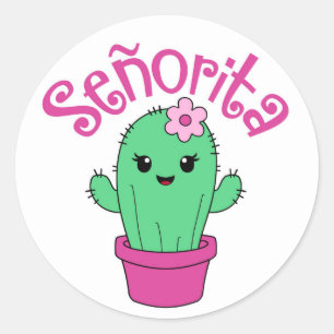 Sticker Rond L'autocollant de Señorita pour le genre de fiesta