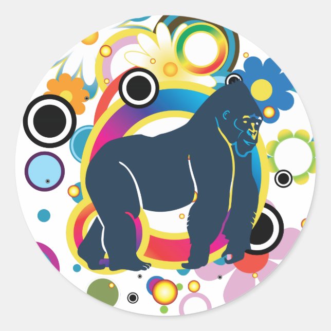 Sticker Rond L'Autocollant Gorilla (Devant)
