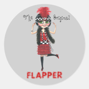Sticker Rond L'autocollant original Flapper Roaring '20s mignon