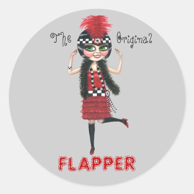 Sticker Rond L'autocollant original Flapper Roaring '20s mignon (Devant)